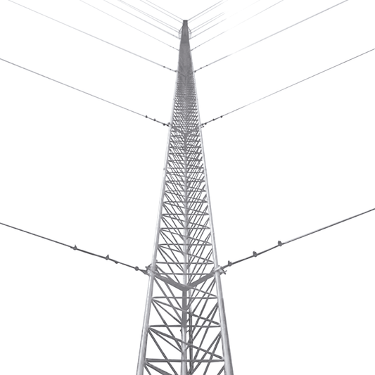 Kit de Torre Arriostrada de Techo de 27 m con Tramo STZ30G Galvanizada por Inmersión en Caliente (No incluye retenida).