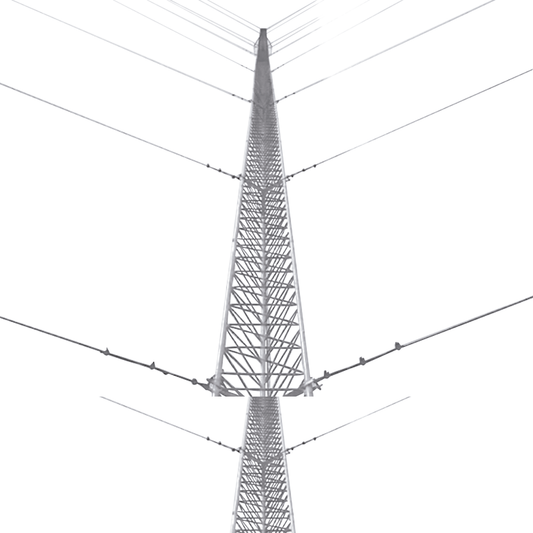 Kit de Torre Arriostrada de Piso de 57 m Altura con Tramo STZ45G Galvanizado por Inmersión en Caliente. (No incluye retenida).