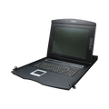 Switch KVM con Monitor de 17"con Teclado y Trackpad para Rack de 1U de Cuatro Postes, 8 Puertos VGA Para Acceder y Controlar Hasta 8 Computadoras Desde una Sola Consola
