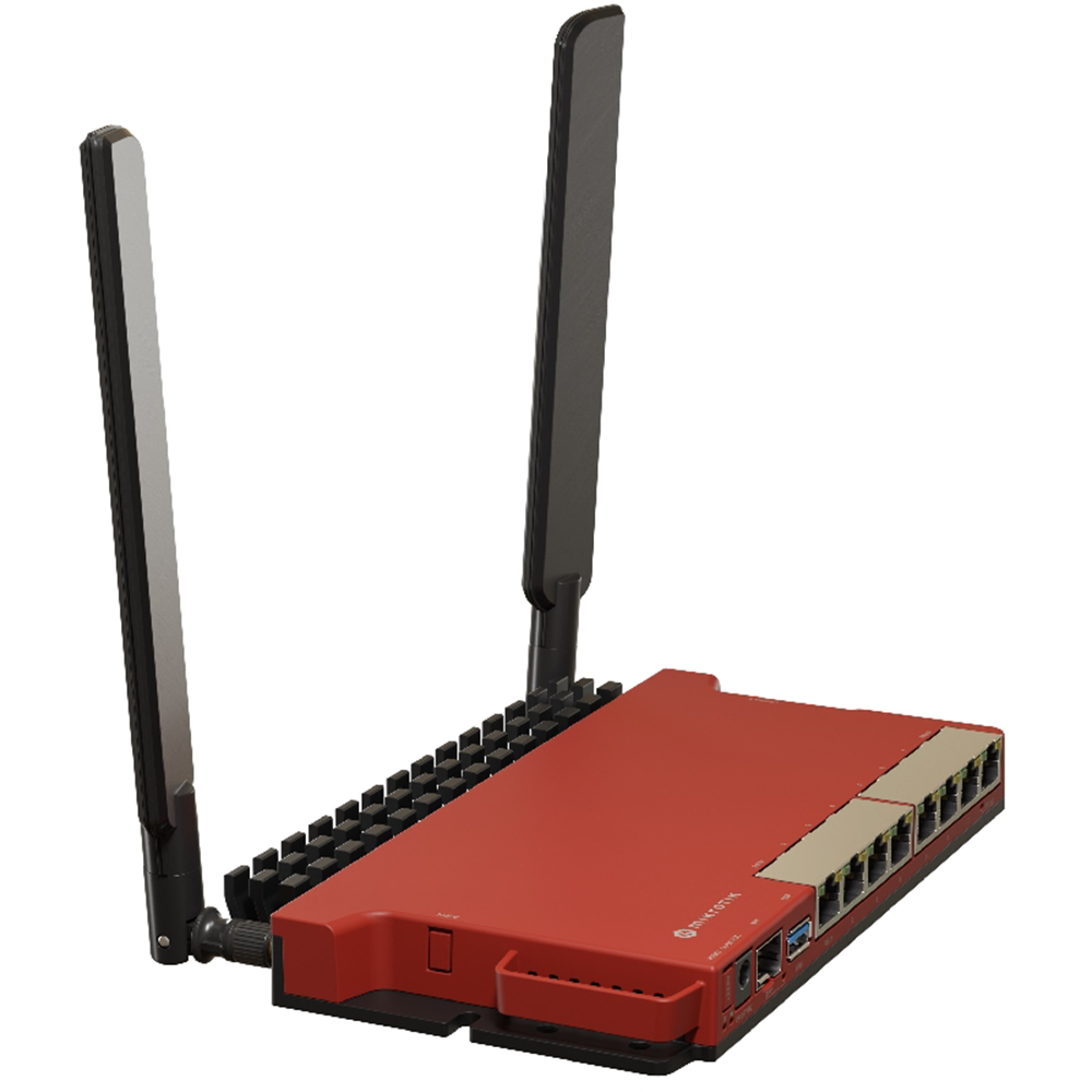Router Board, 8 Gigabit Ports + 1 Passive PoE-Out port, 1 SFP Port, Wi-Fi 6 at 2.4Ghz, 4 dBi Antennas,