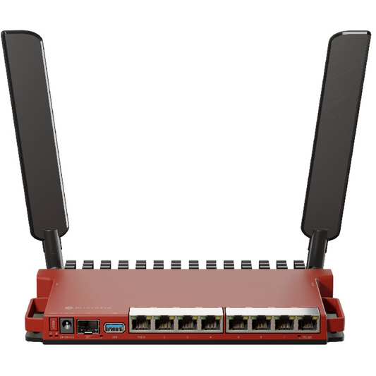 Router Board, 8 Puertos Gigabit + 1 puerto PoE-Out Pasivo, 1 Puerto SFP, Wi-Fi 6 en 2.4Ghz, Antenas de 4 dBi,