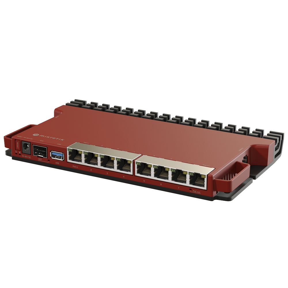 Router Board, 8 Gigabit Ports + 1 Passive PoE-Out Port, 1 SFP Port, Level 5 License and Rack Mountable
