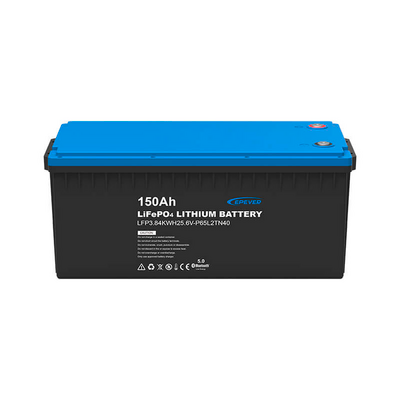 Batería LiFePO4 Estacionaria / 3.84 kWh / 25.6V 150Ah / IP65 / 6000 Ciclos 80% DOD / ABS / Protecciones Múltiples / Bala