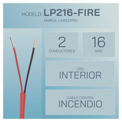 Carrete de Cable 2 x 16 AWG FPLR para Incendio y Voceo / 305 mts / Uso Interior