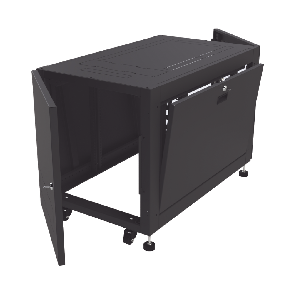 Gabinete Profesional de Piso para Telecomunicaciones de 12UR, 1000 mm Profundidad.