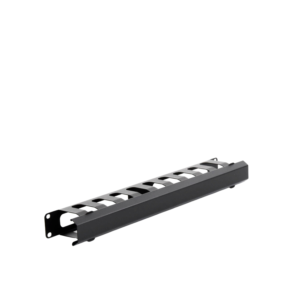 Organizador de cables horizontal 19" con cubierta metálica, 1U