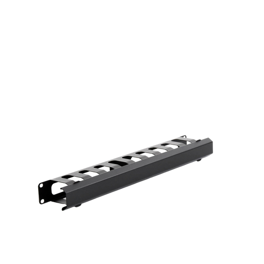 Organizador de cables horizontal 19" con cubierta metálica, 1U