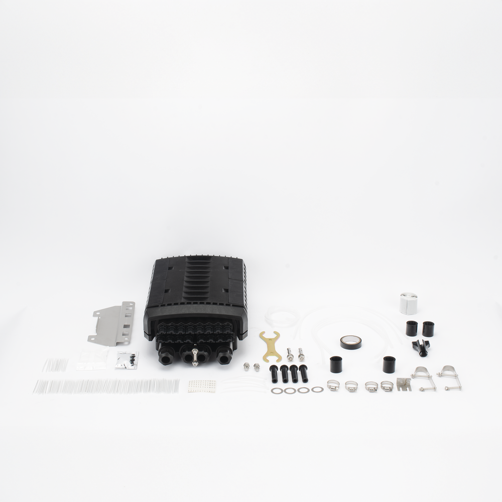Fiber Optic Distribution Box for 24 Splice Enclosures with 16 SC/APC Couplers. Direct Burial, IP68, 1x16 Splitter Included with SC/APC Connectors