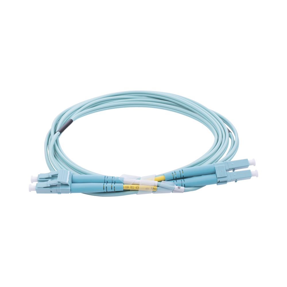 Jumper de Fibra Óptica Multimodo OM3 50/125 LC-LC OFNR (Riser), 2.0 mm, Dúplex, Aqua, 2 metros