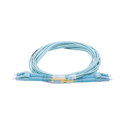 Jumper de Fibra Óptica Multimodo OM3 50/125 LC-LC OFNR (Riser), 2.0 mm, Dúplex, Aqua, 3 metros