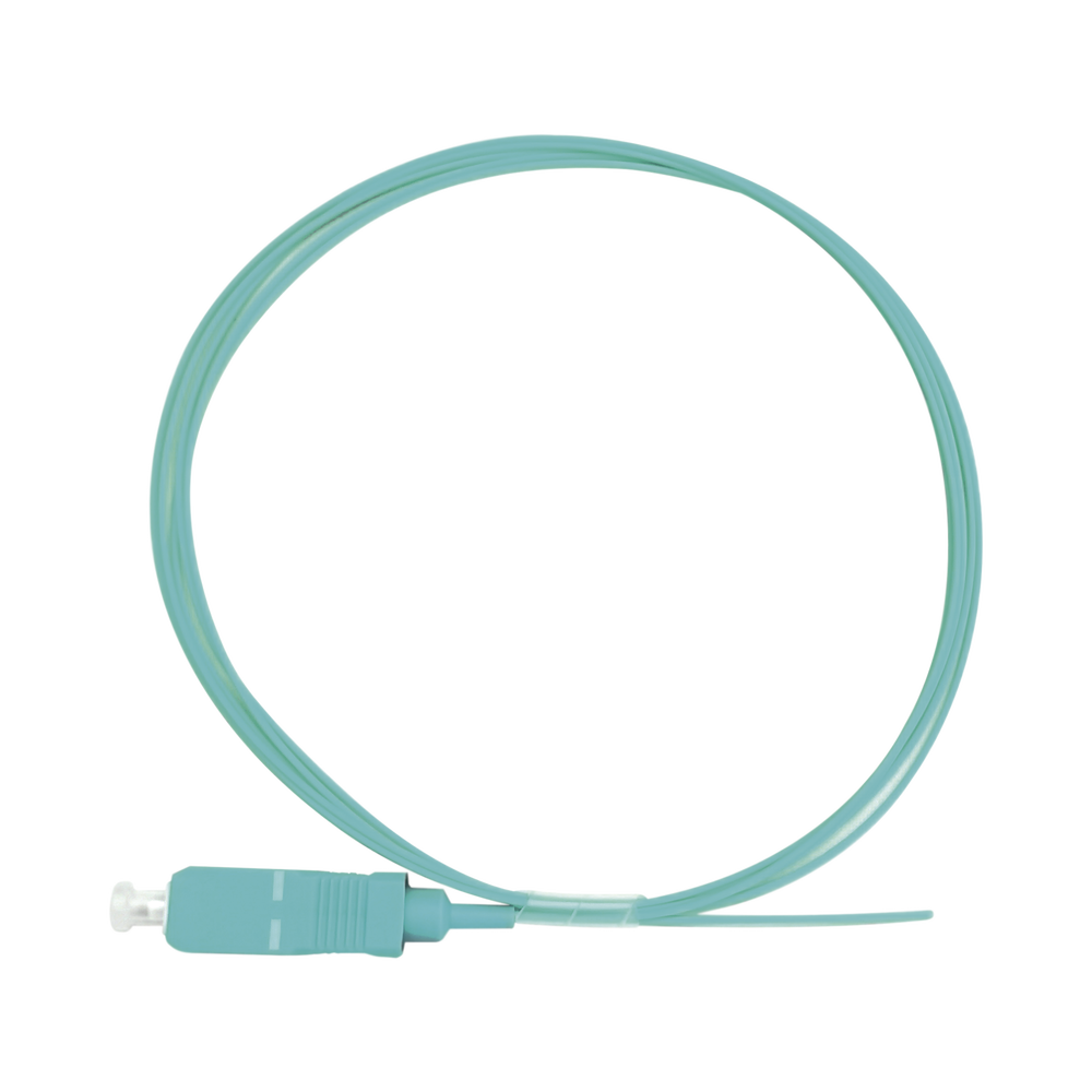 Pigtail de Fibra Óptica Simplex SC, PVC, OM3 50/125, Aqua, 1 metro