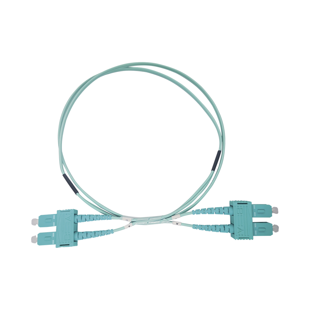 Jumper de Fibra Óptica Multimodo OM3 50/125 SC-SC OFNR (Riser), 2.0 mm, Dúplex, Aqua, 3 metros