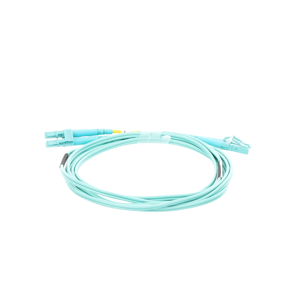 Jumper de Fibra Óptica Multimodo OM4 50/125 LC-LC OFNR (Riser), 2.0 mm, Dúplex, Aqua, 2 metros