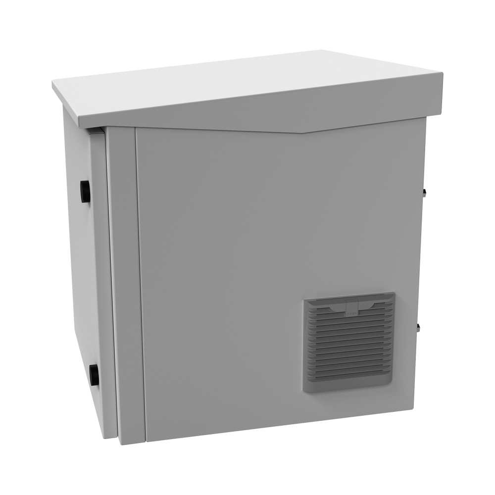 Gabinete de Exterior con Rack de 19" de 9UR con Ventiladores y Termostato (Montaje a poste o torre se vende por separado).