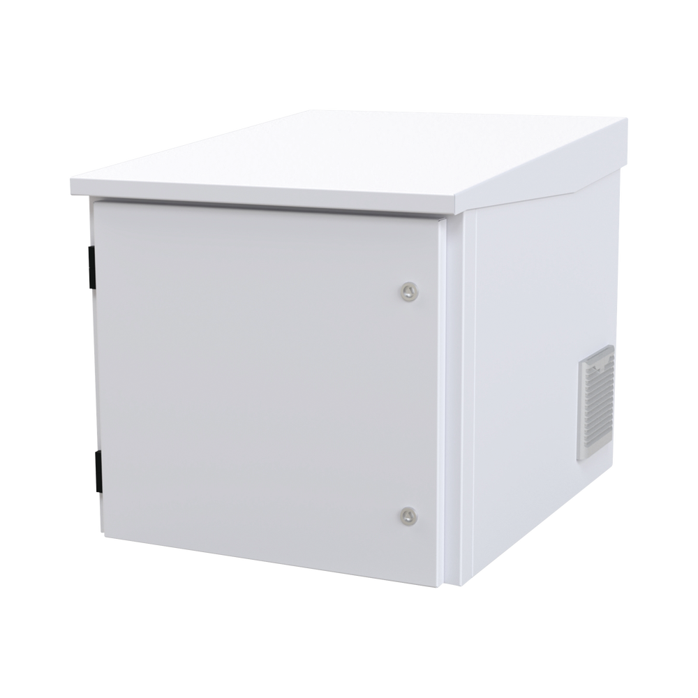 Gabinete PROFUNDO de Exterior de 9UR con Ventiladores y Termostato (Montaje a poste o torre se vende por separado).