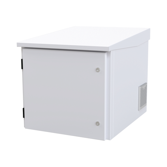 Gabinete PROFUNDO de Exterior de 9UR con Ventiladores y Termostato (Montaje a poste o torre se vende por separado).