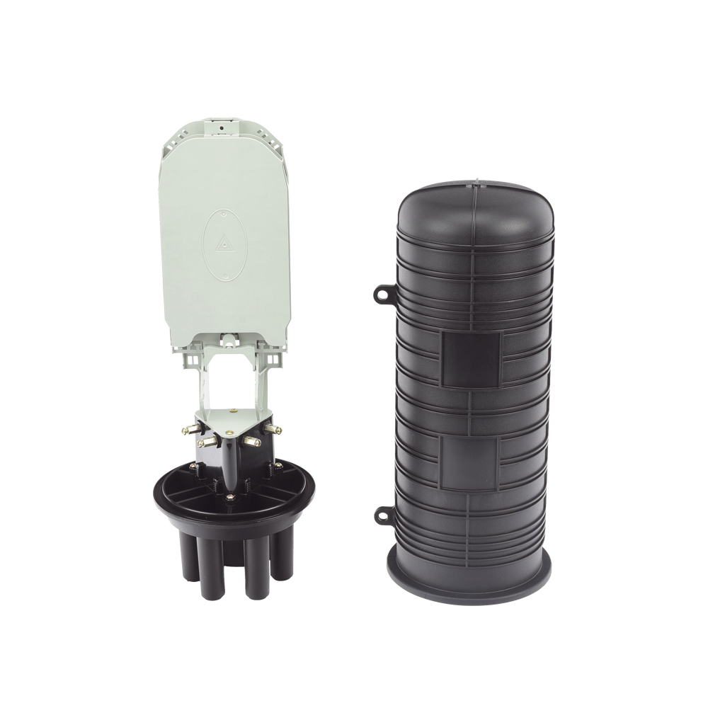 Caja de Distribución de Fibra Óptica Vertical tipo Domo, hasta 48 empalmes, Exterior, IP68