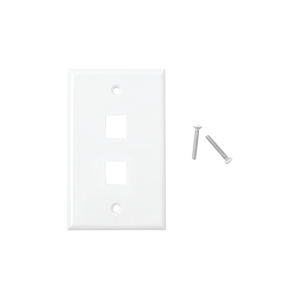 Placa de pared de 2 puertos, Keystone, Color Blanco 