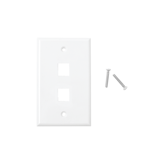 Placa de pared de 2 puertos, Keystone, Color Blanco 