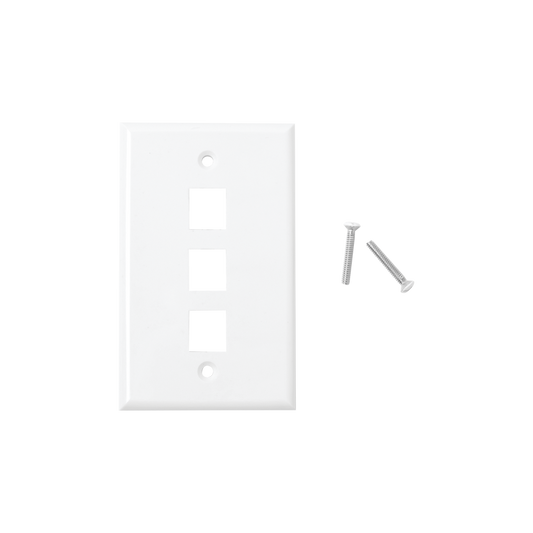 Placa de pared de 3 puertos, Keystone, Color Blanco 