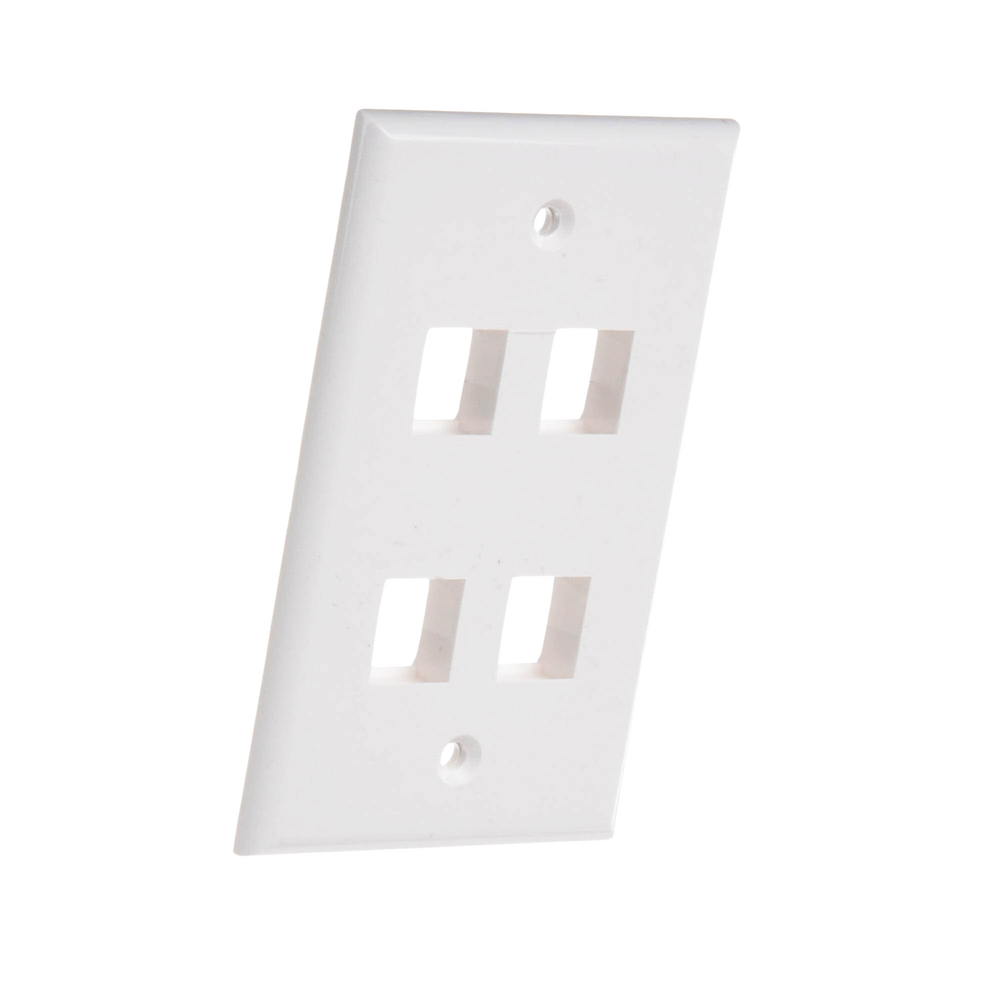 Placa de pared de 4 puertos, Keystone, Color Blanco