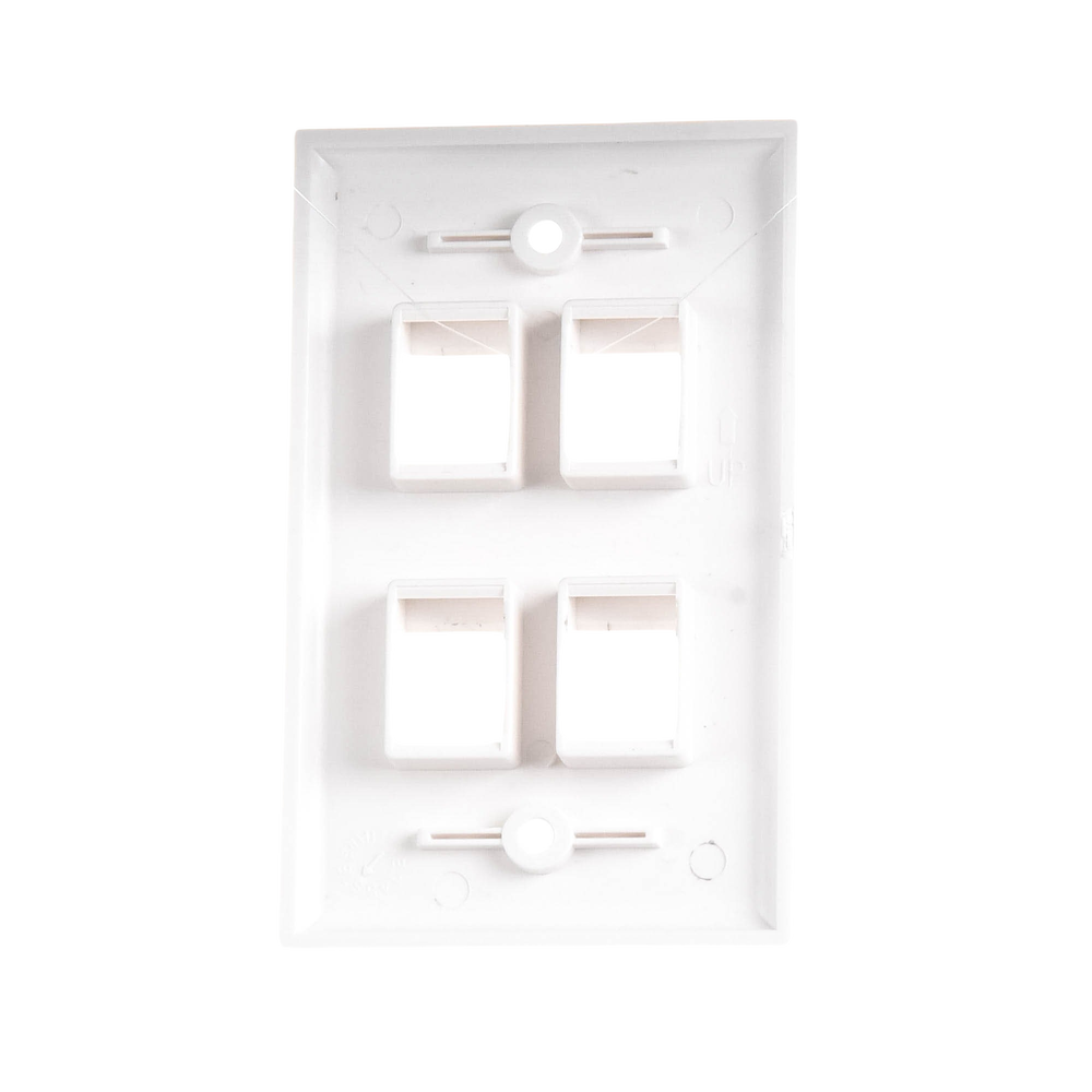 Placa de pared de 4 puertos, Keystone, Color Blanco