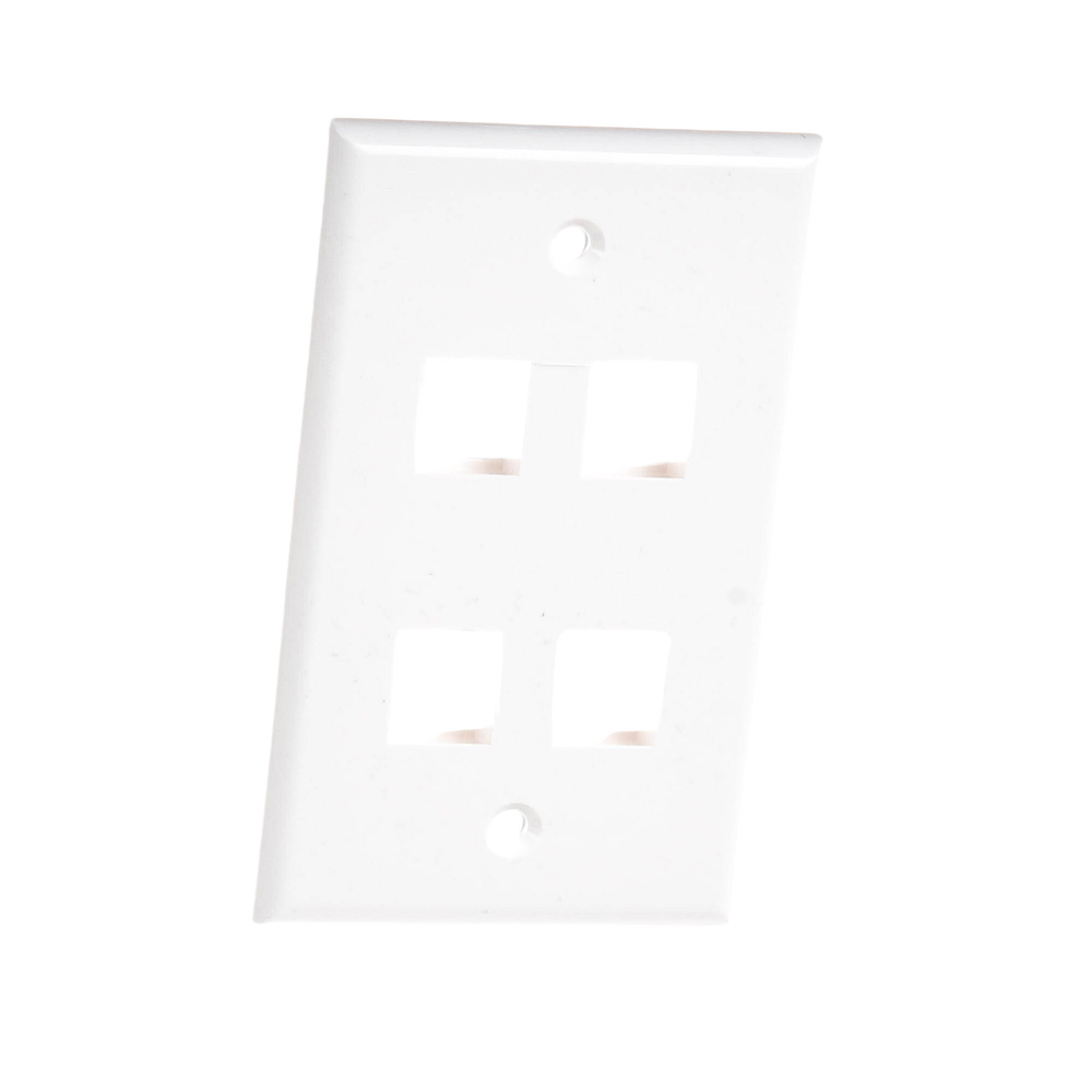 Placa de pared de 4 puertos, Keystone, Color Blanco