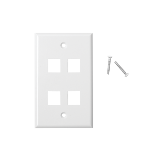 Placa de pared de 4 puertos, Keystone, Color Blanco 