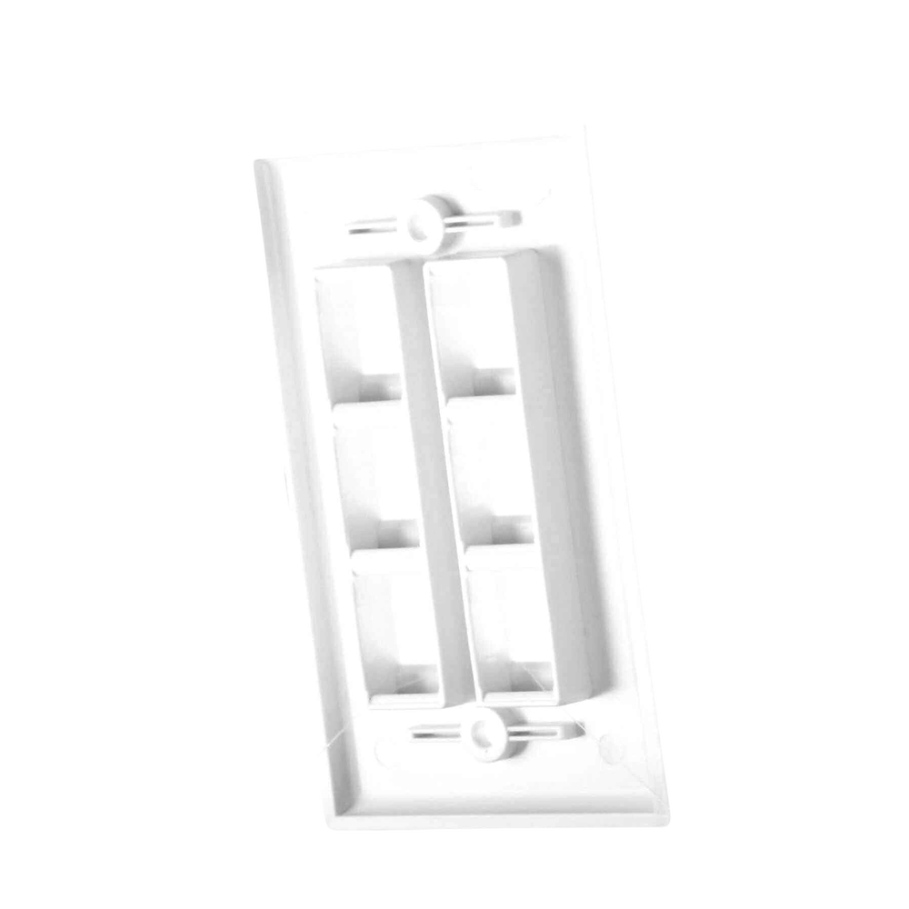 Placa de pared de 6 puertos, Keystone, Color Blanco