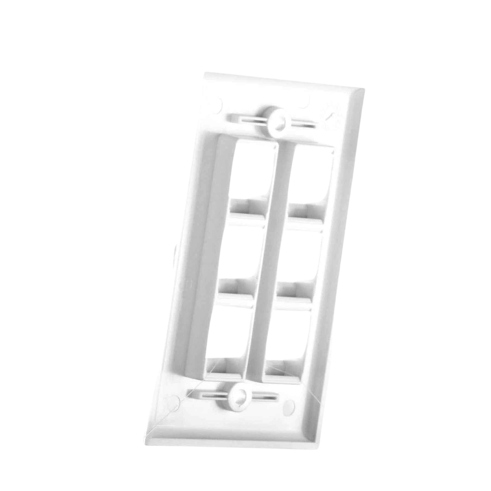 Placa de pared de 6 puertos, Keystone, Color Blanco