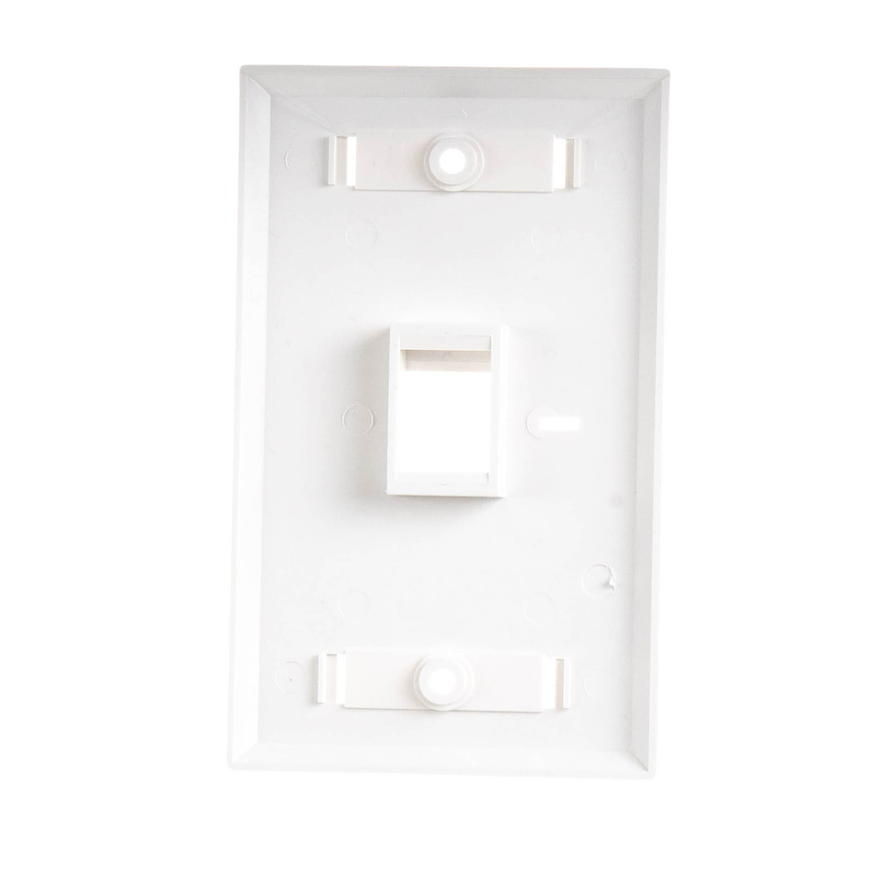 Placa de pared de 1 puerto, Keystone, con espacio para etiqueta, Color Blanco