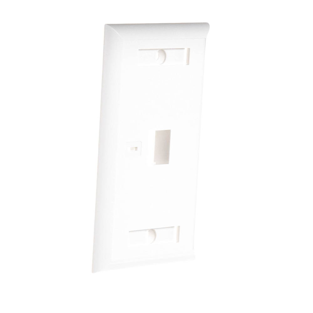 Placa de pared de 1 puerto, Keystone, con espacio para etiqueta, Color Blanco