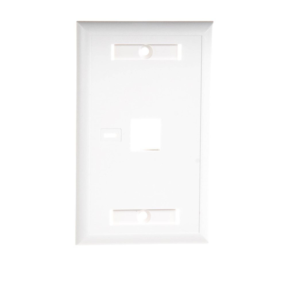 Placa de pared de 1 puerto, Keystone, con espacio para etiqueta, Color Blanco