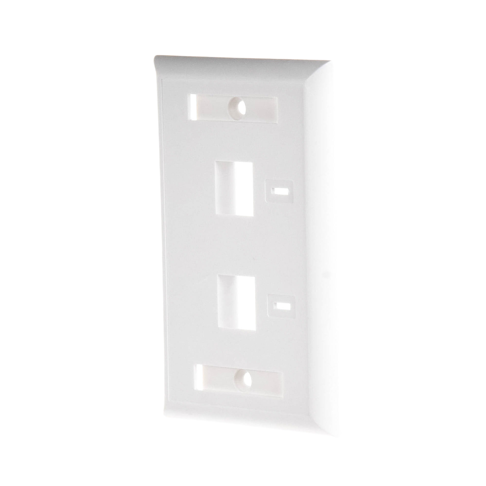 Placa de pared de 2 puertos, Keystone, con espacio para etiqueta, Color Blanco