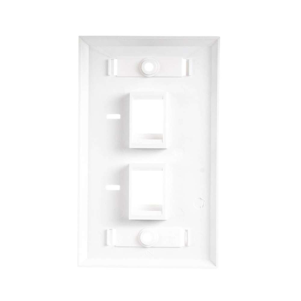 Placa de pared de 2 puertos, Keystone, con espacio para etiqueta, Color Blanco