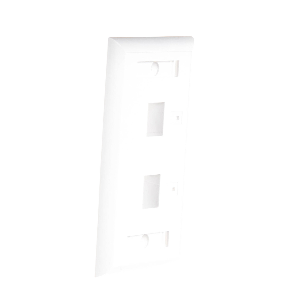 Placa de pared de 2 puertos, Keystone, con espacio para etiqueta, Color Blanco
