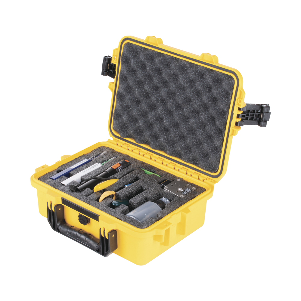 Fiber optic mechanical connector termination tool kit, includes military-grade (heavy-duty) carrying case