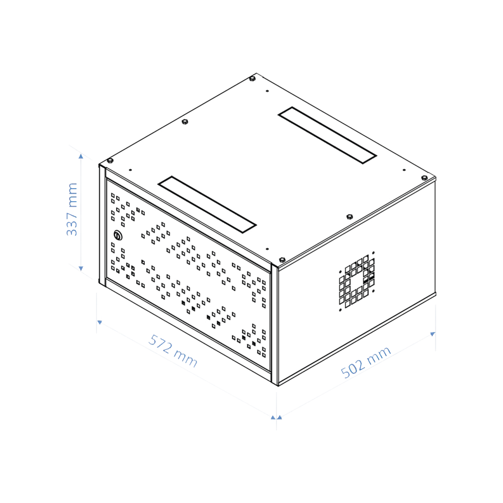 Desktop Cabinet with 19" Rack, 6U. Double Door.