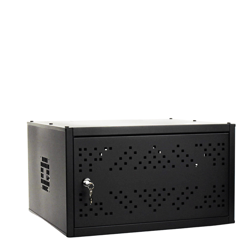 Desktop Cabinet with 19" Rack, 6U. Double Door.