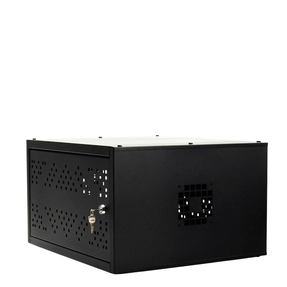 Desktop Cabinet with 19" Rack, 6U. Double Door.
