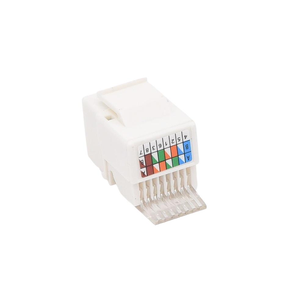 Módulo Jack Keystone Cat5e sin herramienta (toolless) para faceplate - Color Blanco