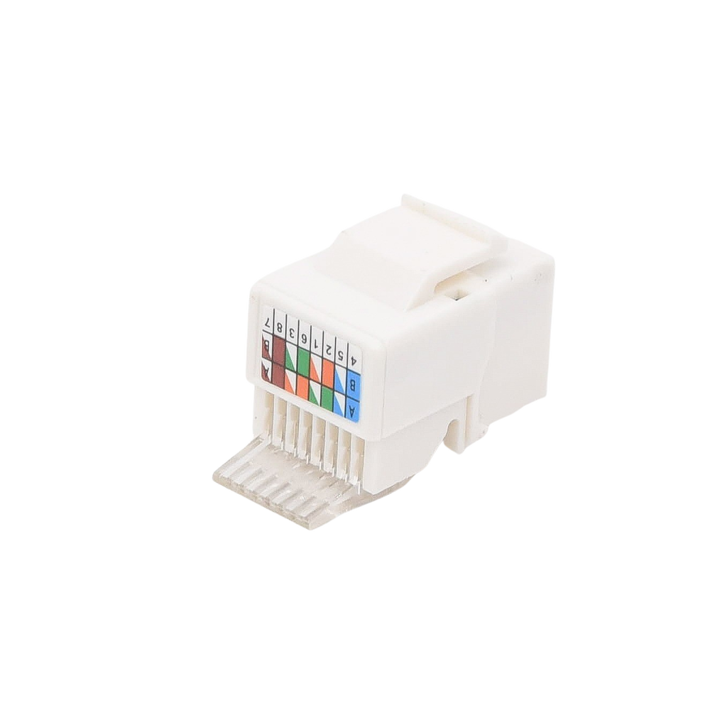 Módulo Jack Keystone Cat5e sin herramienta (toolless) para faceplate - Color Blanco