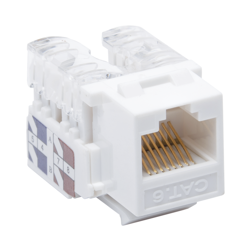 Cat6 Keystone Jack Module with 110 Degree Punchdown Termination for Faceplate - White