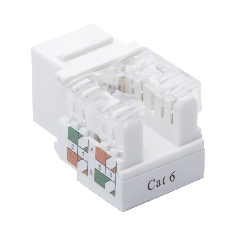 Cat6 Keystone Jack Module with 110 Degree Punchdown Termination for Faceplate - White