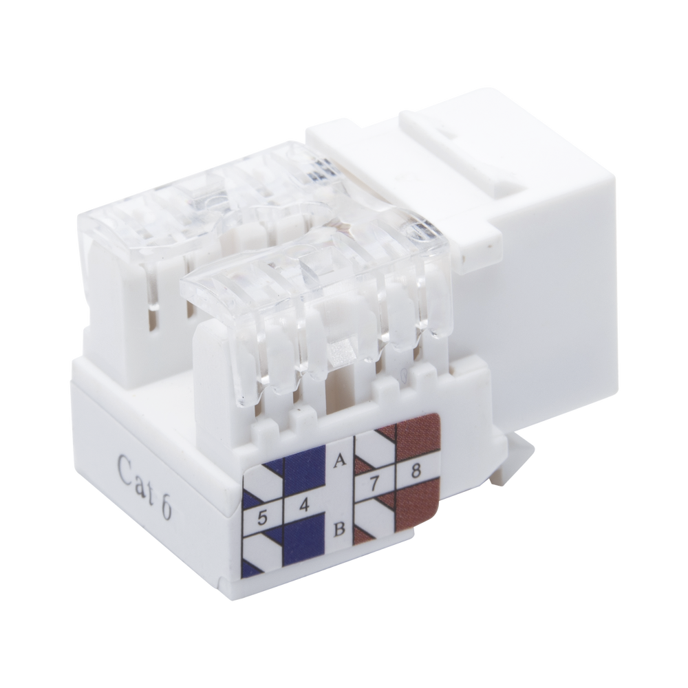 Cat6 Keystone Jack Module with 110 Degree Punchdown Termination for Faceplate - White