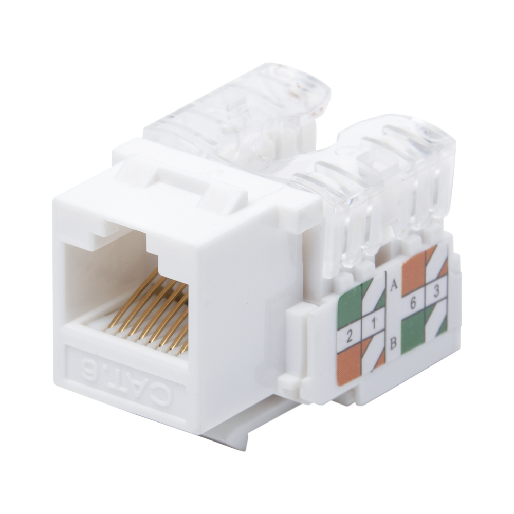 Módulo Jack Keystone Cat6 con terminación 110 (Punchdown) para faceplate - Color Blanco