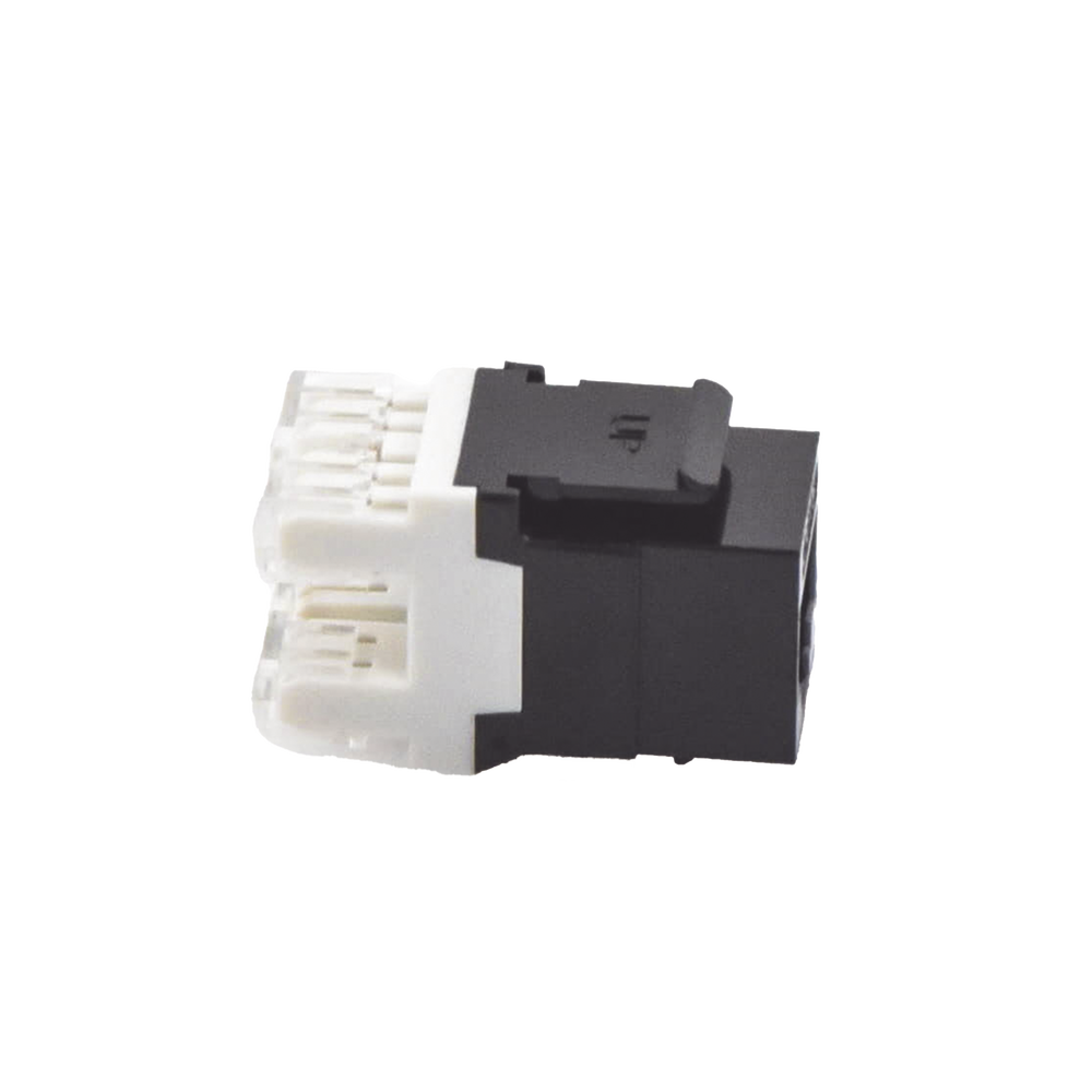 Cat6 Keystone Jack Module with 180º Angle Termination, Black