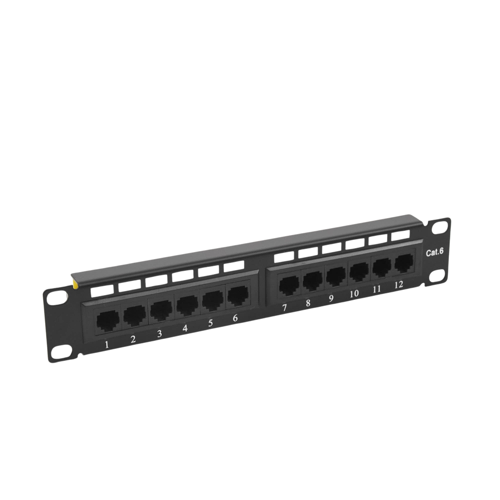 Panel de parcheo de impacto (110) UTP de 12 puertos 1U Cat6, 10in 