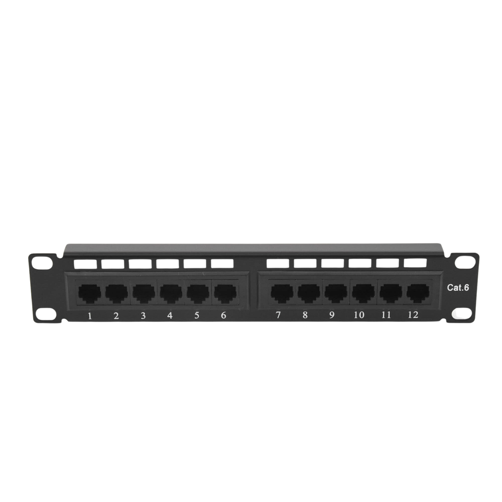 Panel de parcheo de impacto (110) UTP de 12 puertos 1U Cat6, 10in