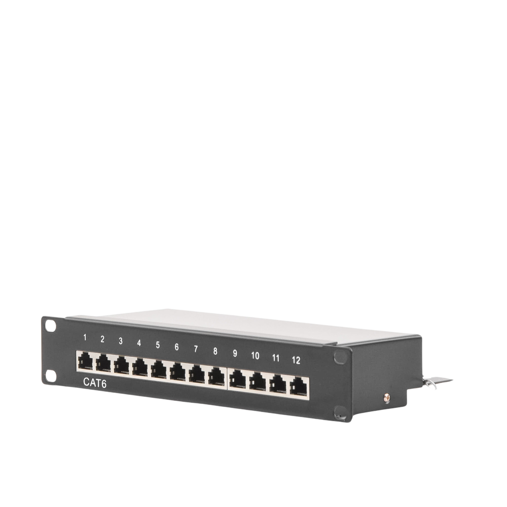 Panel de parcheo de impacto (110) Blindado (STP) de 12 puertos Cat6, 10in